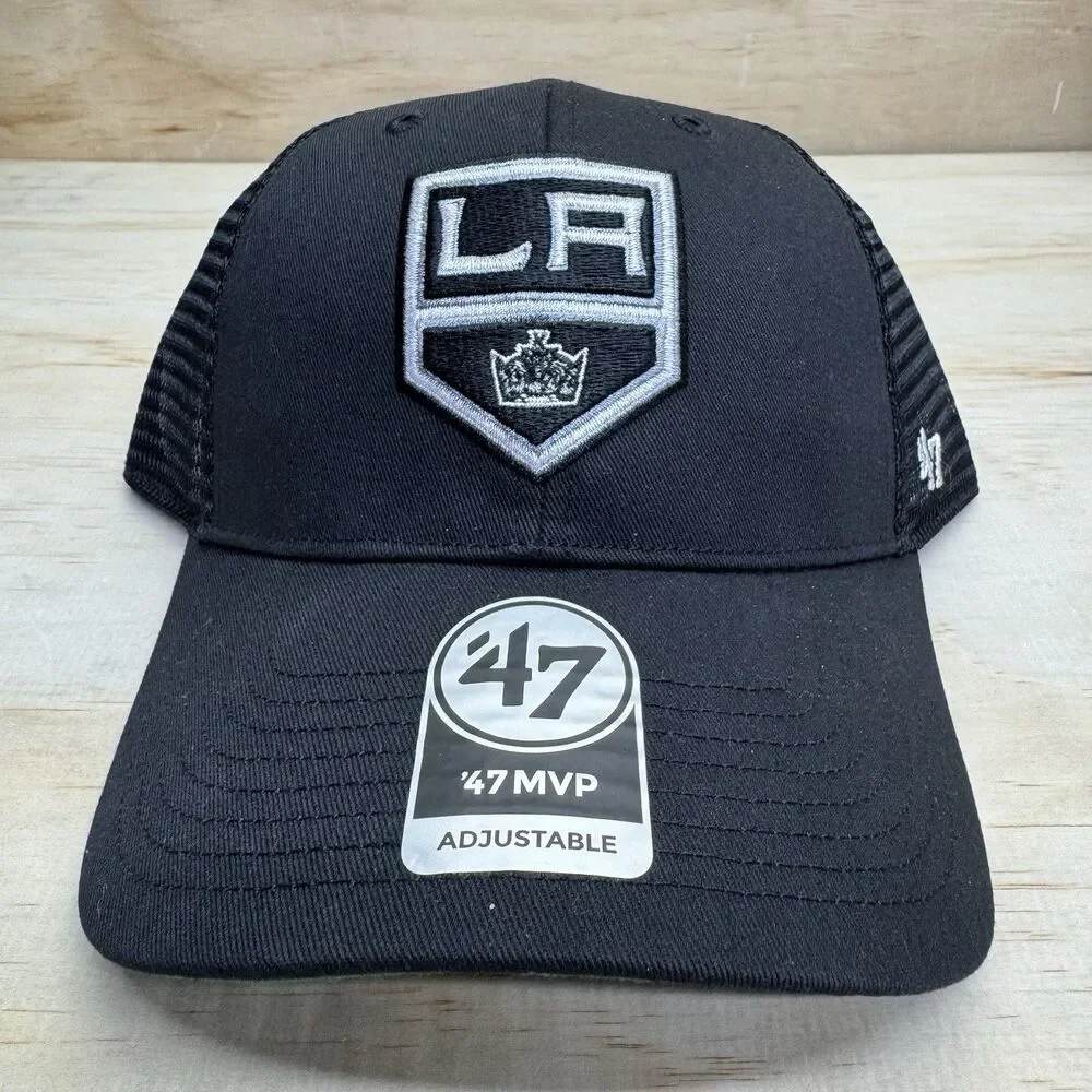 NEW Los Angeles Kings 47 Brand Branson MVP Trucker Cap Black Snapback